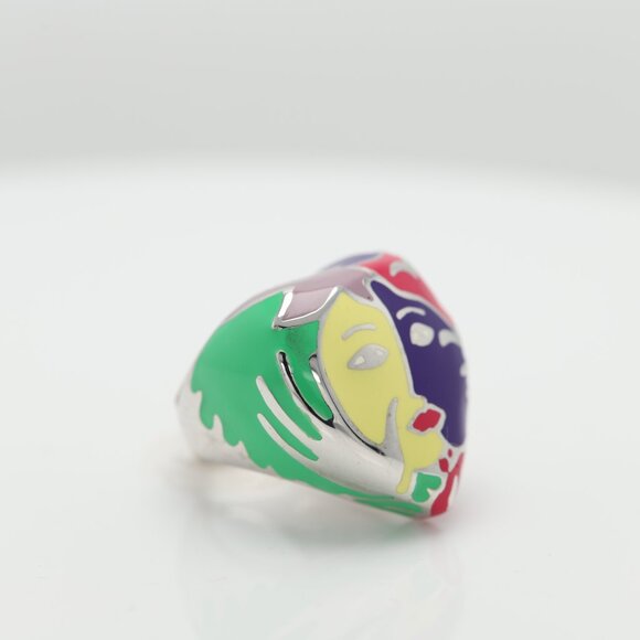 Art Ring Sterling Silver famous artist Enamel Inspired Artistic Ring - Picture 6 of 13